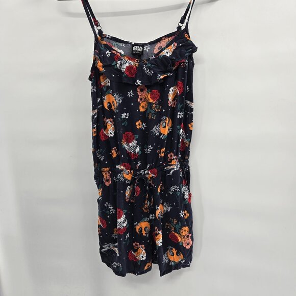 Her Universe Star Wars Black Floral Romper Tie-Front Pockets Size Small - Picture 1 of 11